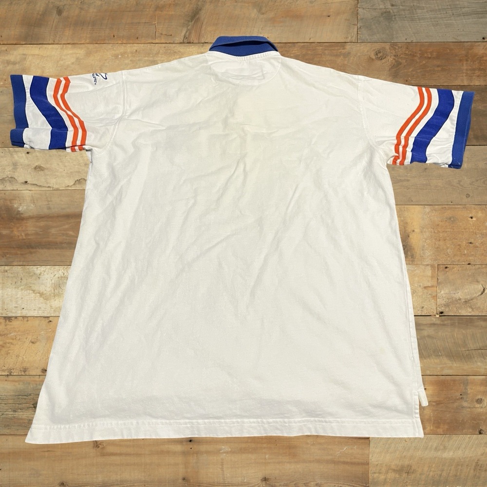 Vintage 80s Logo Athletic White Blue Florida Gators Polo Shirt XL - Picture 3 of 4